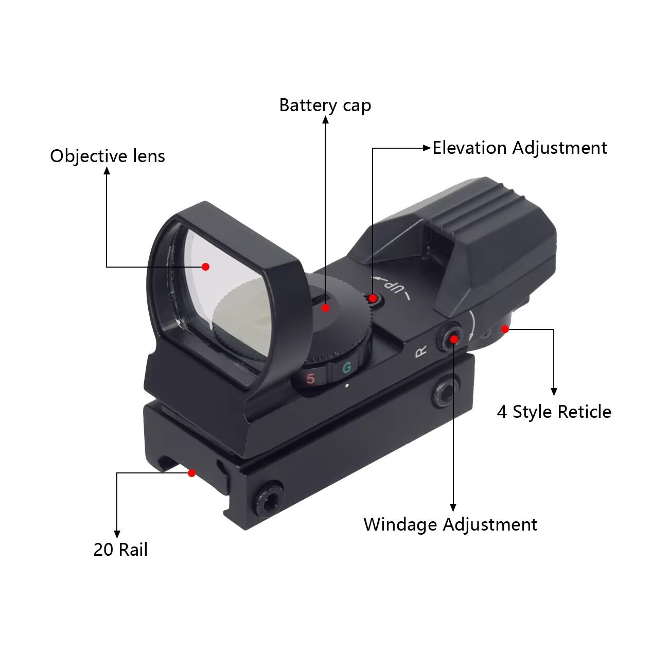 HD101 Tactical 4 Reticle Red Dot Sight - Ảnh 9