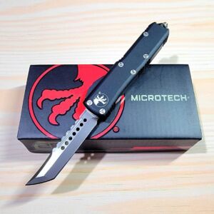 Microtech UTX-85 Hellhound Satin OTF Knife (SV-BK)